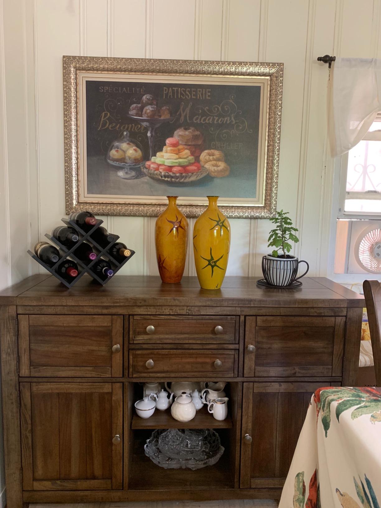 Signature Design by Ashley Dining Server Buffet Cabinet, Grayish Brown | Rustic 56-in sideboard, 4 cabinets, 2 dovetail drawers including felt lined drawers for protection, Moriville Series customer photo 2