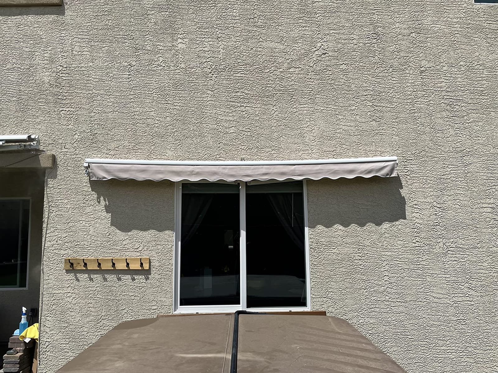 Diensweek 12'x10' Patio Awning Retractable, Fully Assembled Manual Commercial Grade - Quality 100% 280G Ployester Window Door Sunshade Shelter - Deck Canopy Balcony P100 Series (12'x10', Beige) customer photo 1