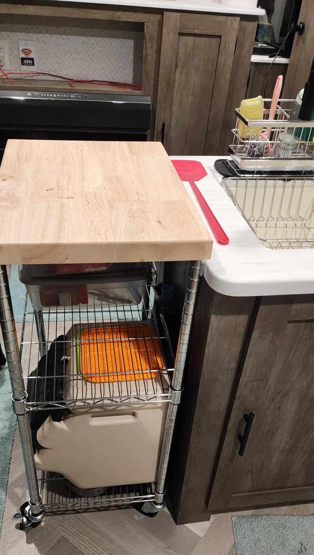Amazon Basics Portable Kitchen 3-Tier Storage Rack on Caster Wheels with Adjustable 2 Shelves, 175 Pound Capacity customer photo 1