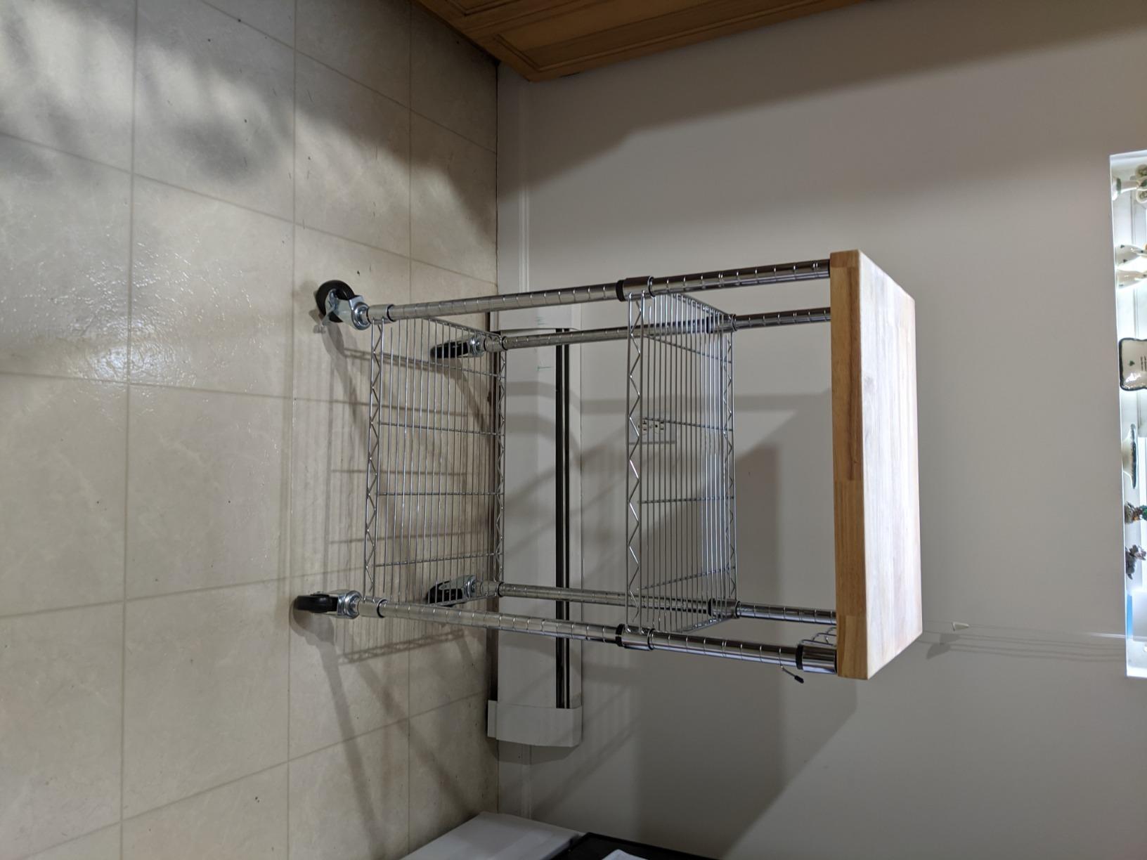 Amazon Basics Portable Kitchen 3-Tier Storage Rack on Caster Wheels with Adjustable 2 Shelves, 175 Pound Capacity customer photo 2
