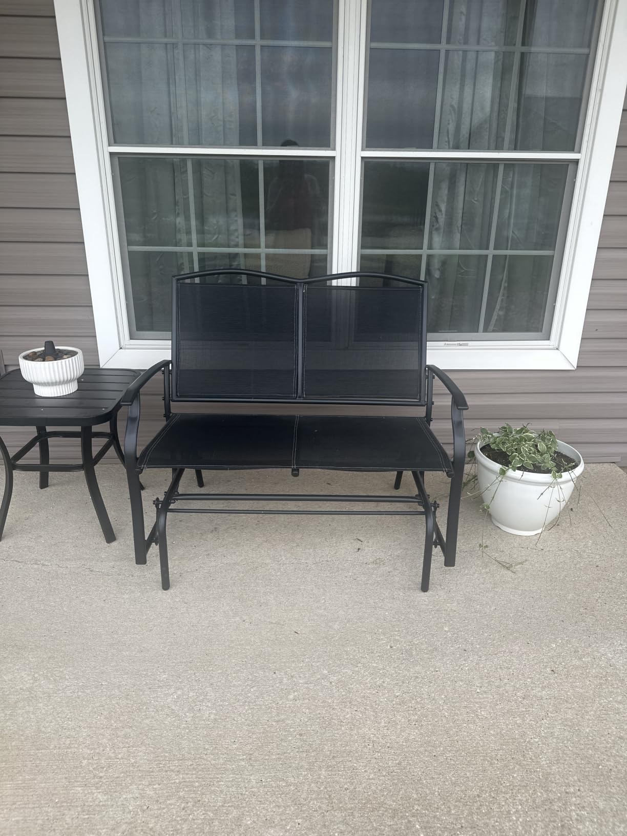Best Choice Products 2-Person Outdoor Patio Swing Glider Steel Bench Loveseat Rocker for Deck, Porch w/Textilene Fabric, Steel Frame - Brown customer photo 2