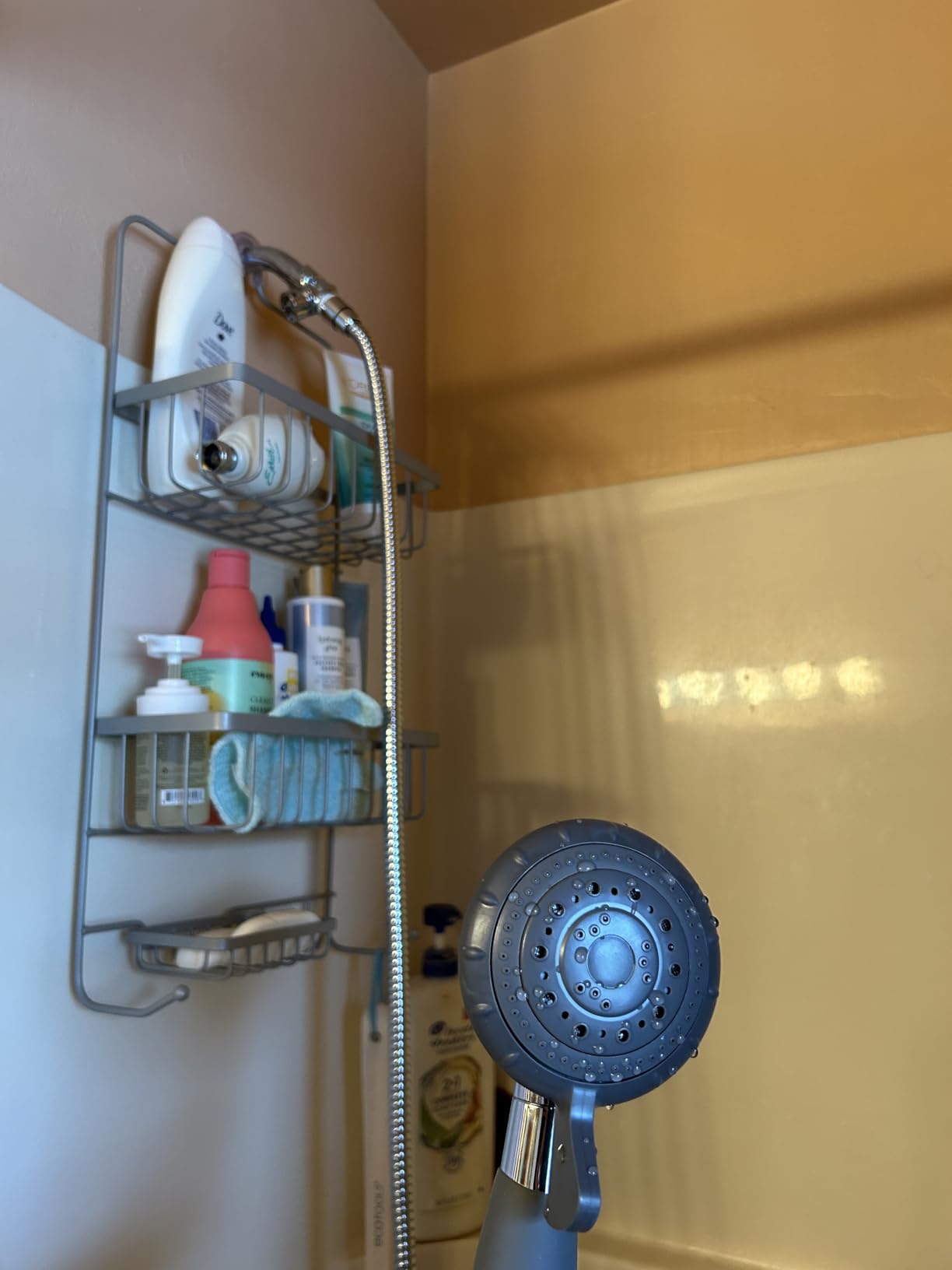 YOO.MEE ADA Handheld Shower Head- For Elderly, Parkinson, Arthritis or People Disabled in Action-w/Extra-Large Silicone Switching Device-w/Comfortable Grip Handle-w/Pause Setting-w/Soft Water, Chrome customer photo 1