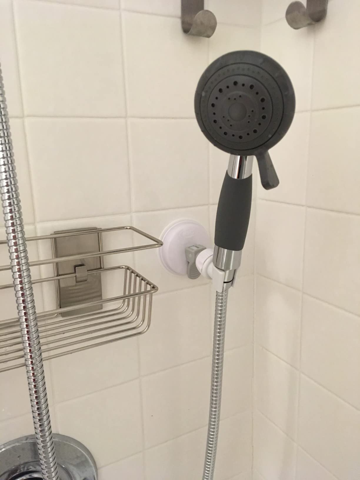 YOO.MEE ADA Handheld Shower Head- For Elderly, Parkinson, Arthritis or People Disabled in Action-w/Extra-Large Silicone Switching Device-w/Comfortable Grip Handle-w/Pause Setting-w/Soft Water, Chrome customer photo 2