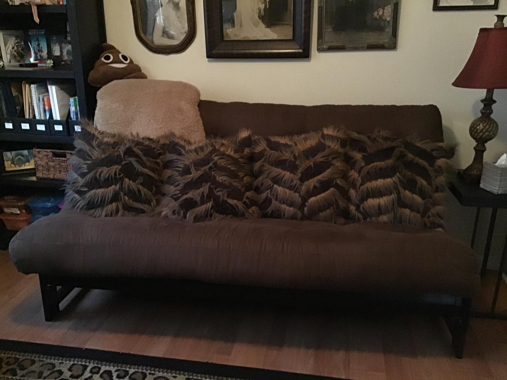 Arden Dark Espresso (Near Black) Futon Set Full or Queen Size - Armless Wood Futon Frame with Mattress Included (Twill Black), Sofa Bed Sleeper customer photo 1