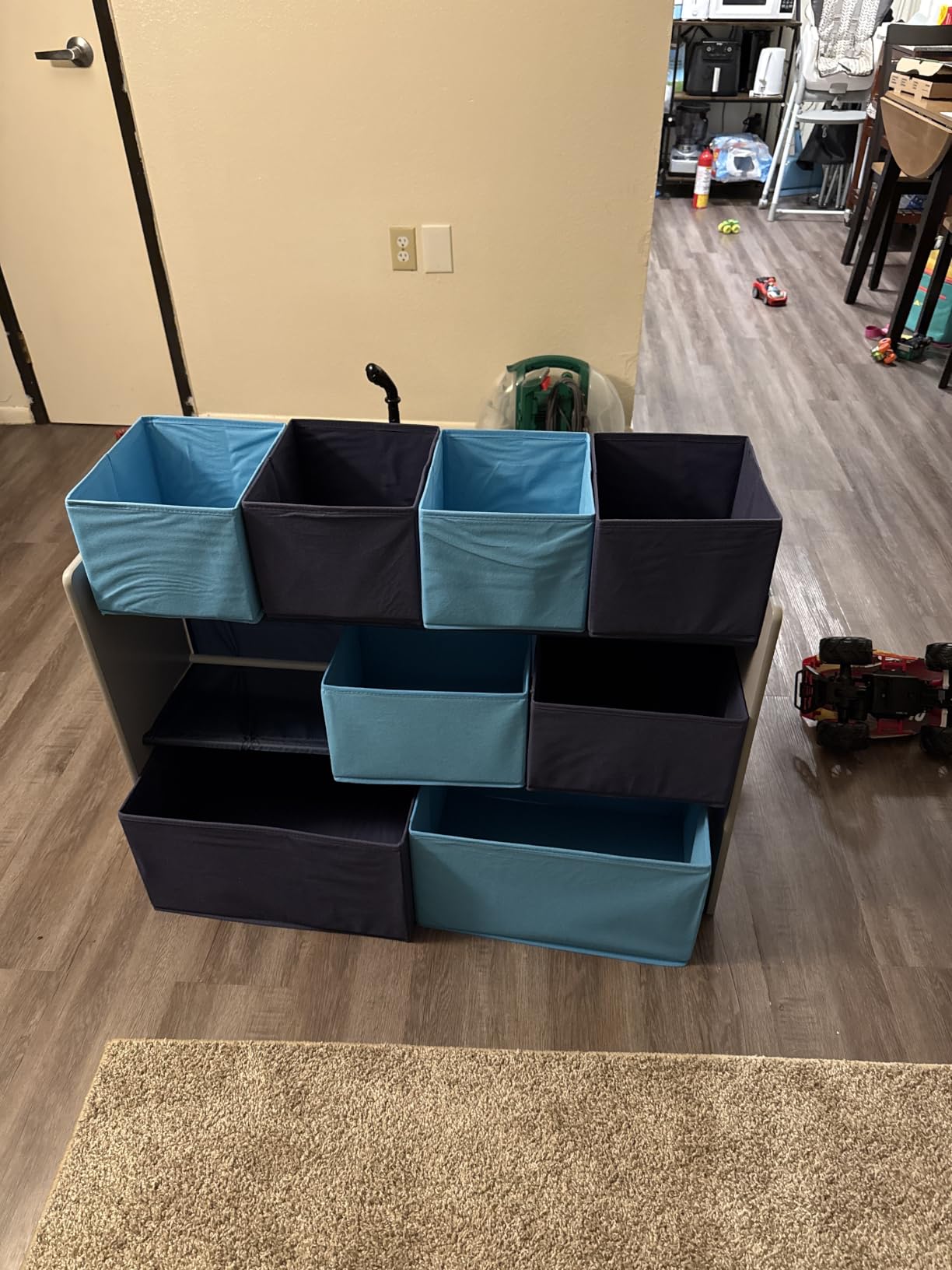 Delta Children Deluxe Multi-Bin Toy Organizer with Storage Bins, Grey/Blue Bins | Sturdy customer photo 1