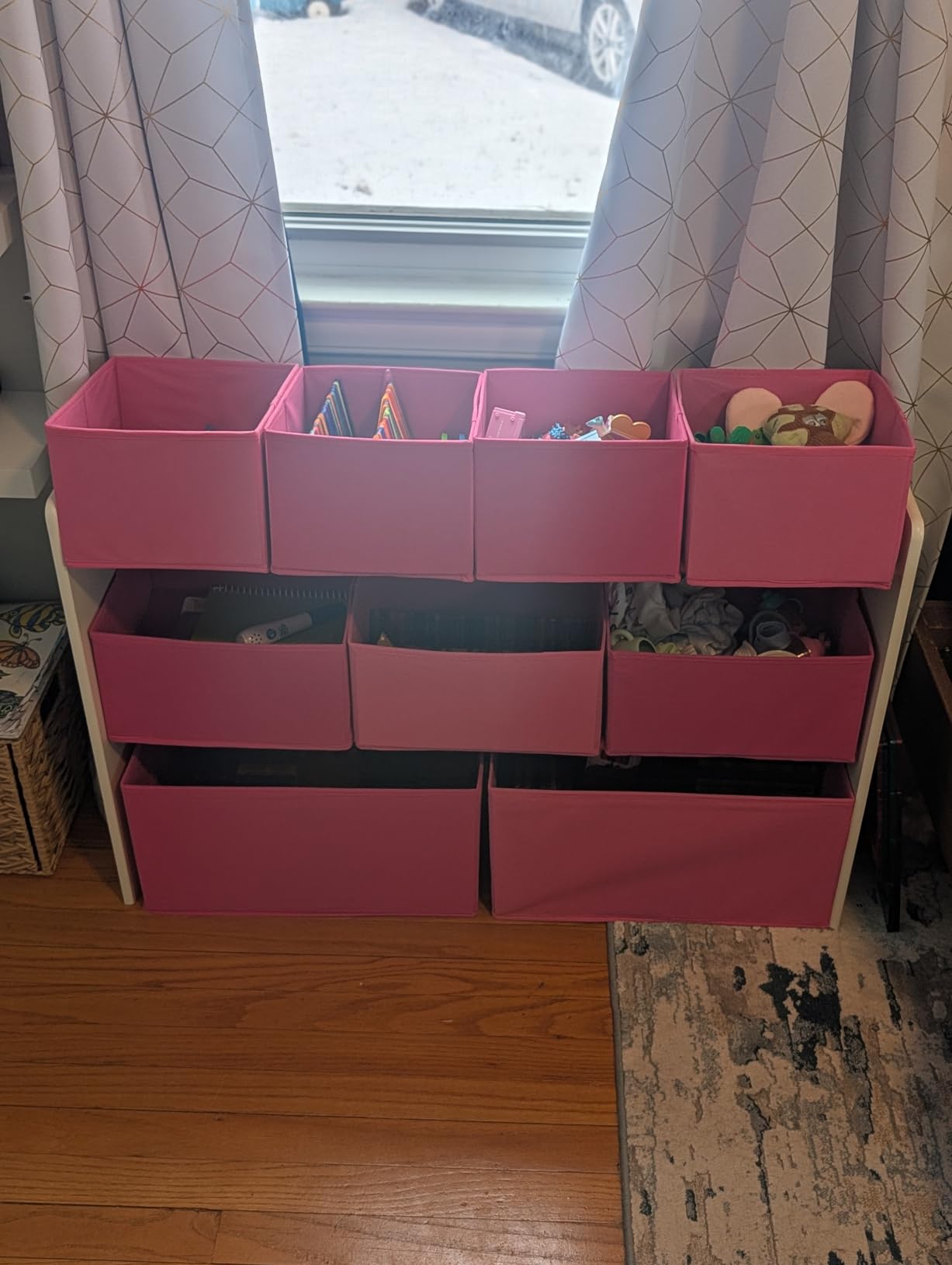 Delta Children Deluxe Multi-Bin Toy Organizer with Storage Bins, Grey/Blue Bins | Sturdy customer photo 2