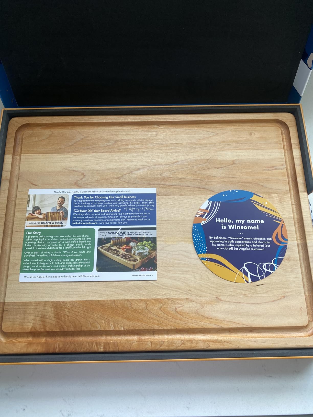 Sonder Los Angeles Winsome Acacia Wood Cutting Board, 16x12x1.5 in | Non-toxic, Edge Grain, Juice Groove, Sorting Compartment for Charcuterie & Meal Prep, Built-in Handles, Gift Box, 6 lbs customer photo 1