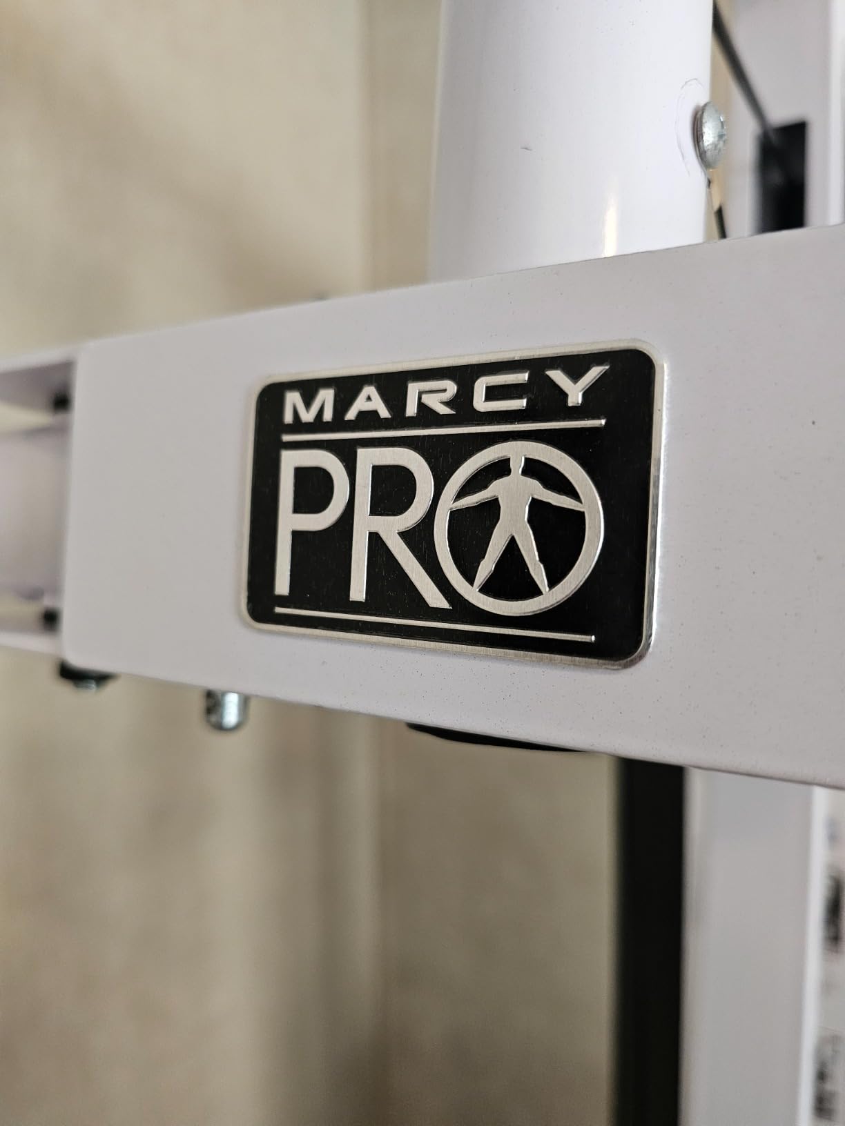 Marcy Home Gym Workout Station with Curl Pad, Lat Pulldown, Leg Developer & Weights, White customer photo 2