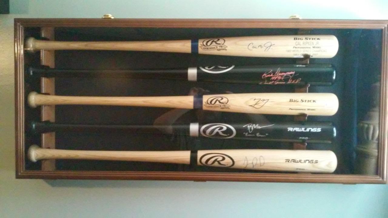 5 Baseball Bat Display Case Cabinet Holder Wall Rack Custom Options 98% UV - Lockable customer photo 1
