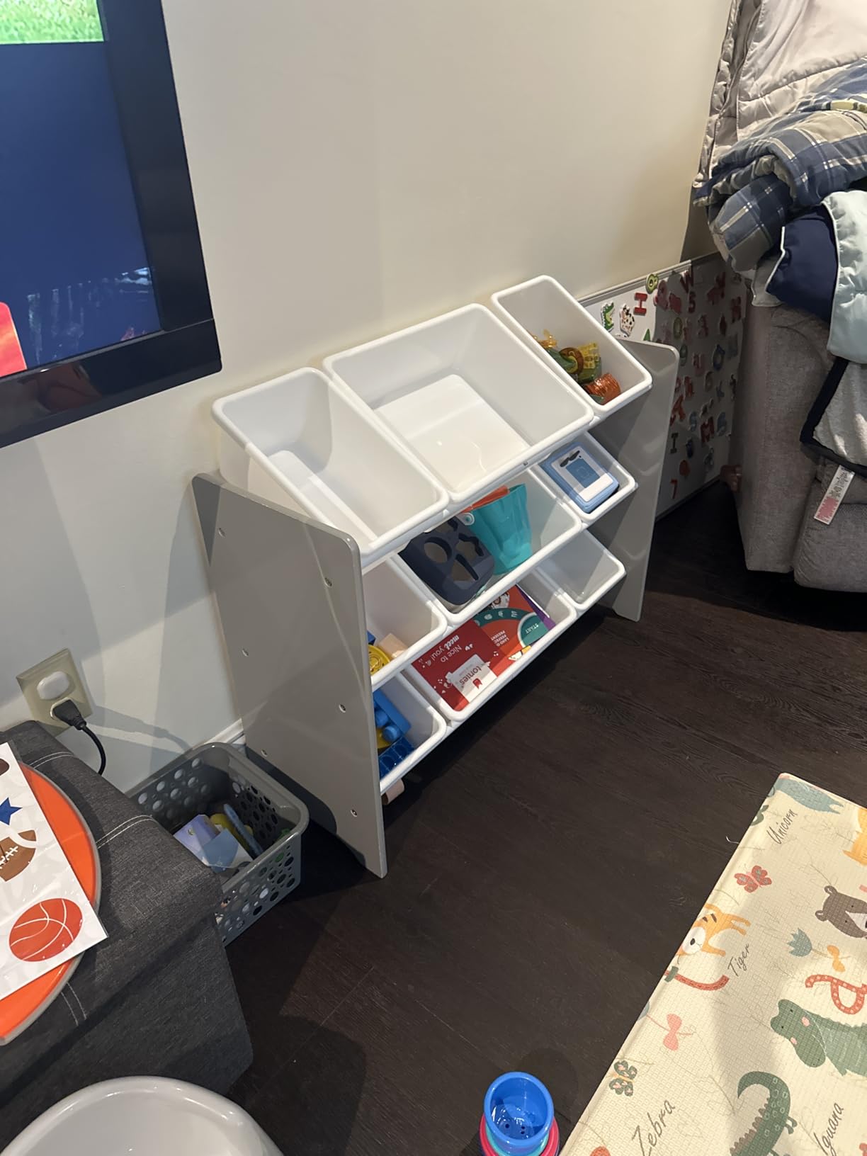 Delta Children MySize 9 Bin Plastic Toy Organizer - Greenguard Gold Certified, Grey | Sturdy customer photo 2