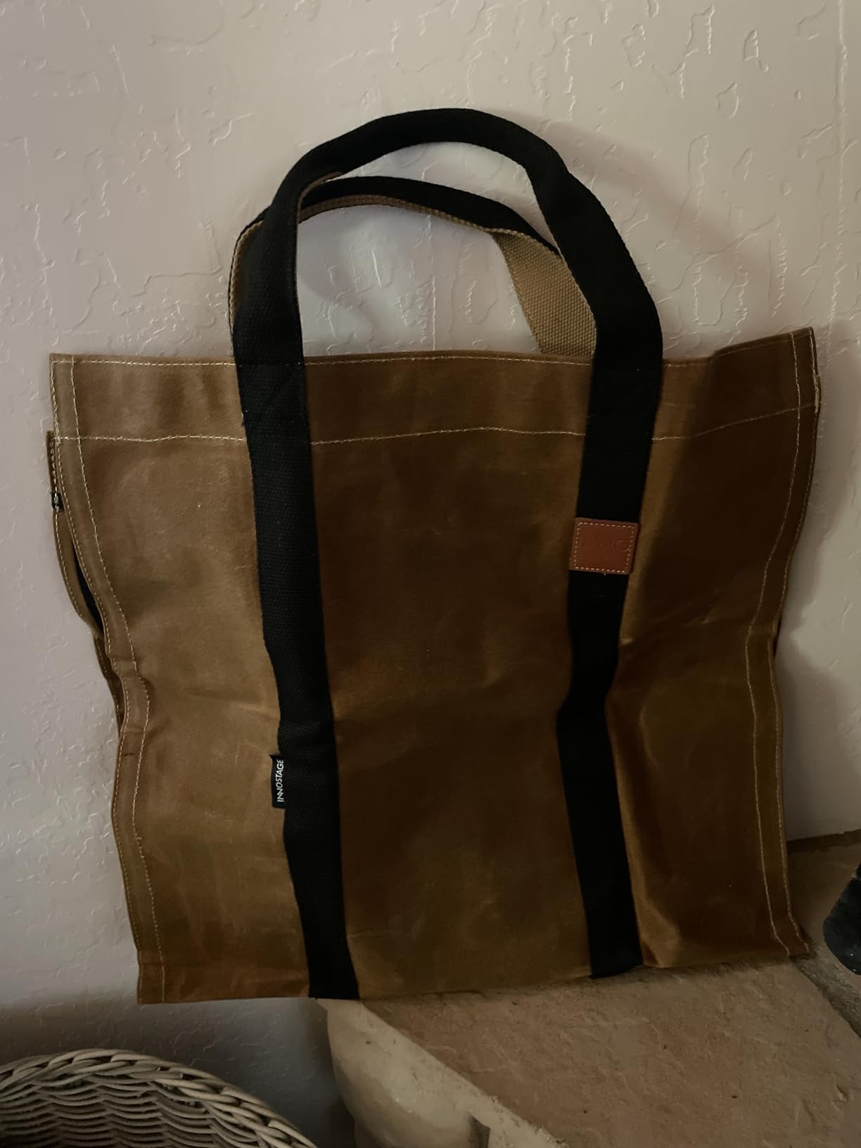 INNO STAGE Waxed Canvas Firewood Carrier Bag, Log Carrier Tote, Green | Large Capacity, Fire Wood Sling Carrier with Handles for Easy Transport Carrying and Wood Stove Accessories customer photo 2