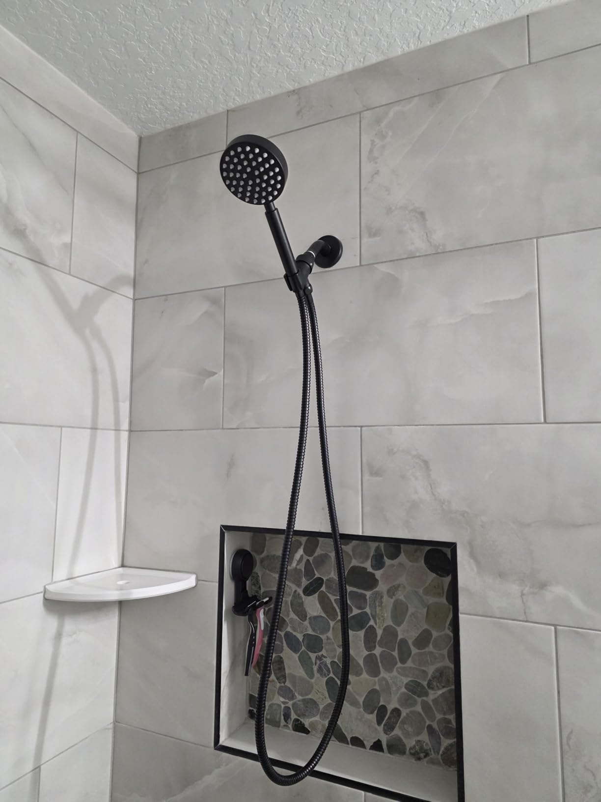 HammerHead Showers Solid Metal Handheld Shower Head with Hose and Brass Holder - Chrome - 2.5 GPM High Pressure Shower Heads with Adjustable Shower Wand Bracket - 6ft Flexible Extension customer photo 1
