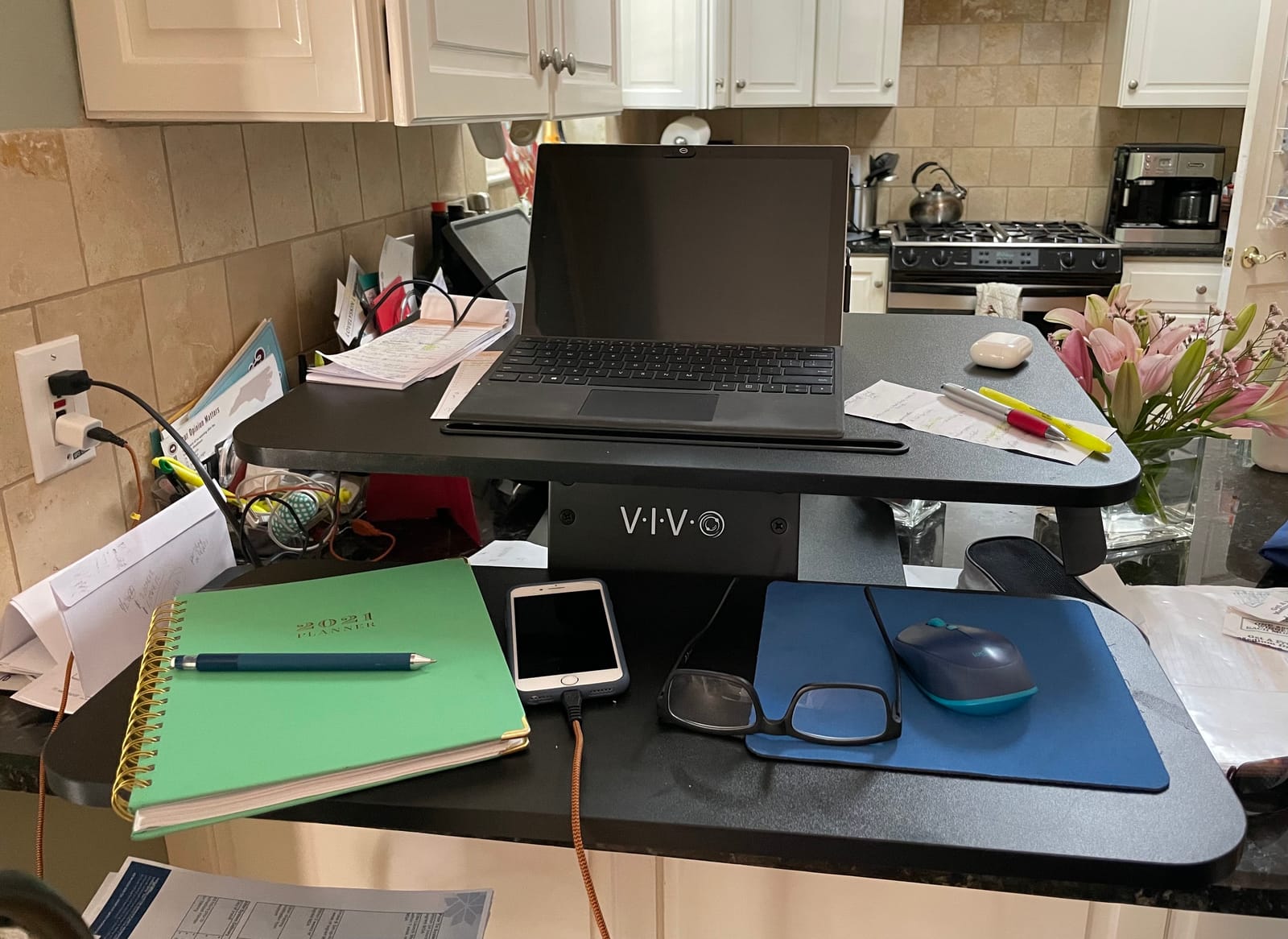 VIVO Black 25 in Standing Desk Converter, DESK-V001G | Height Adjustable, Compact Sit Stand Tabletop Monitor Riser Workstation, Keyboard and Mouse Tray, Minimal Assembly customer photo 2