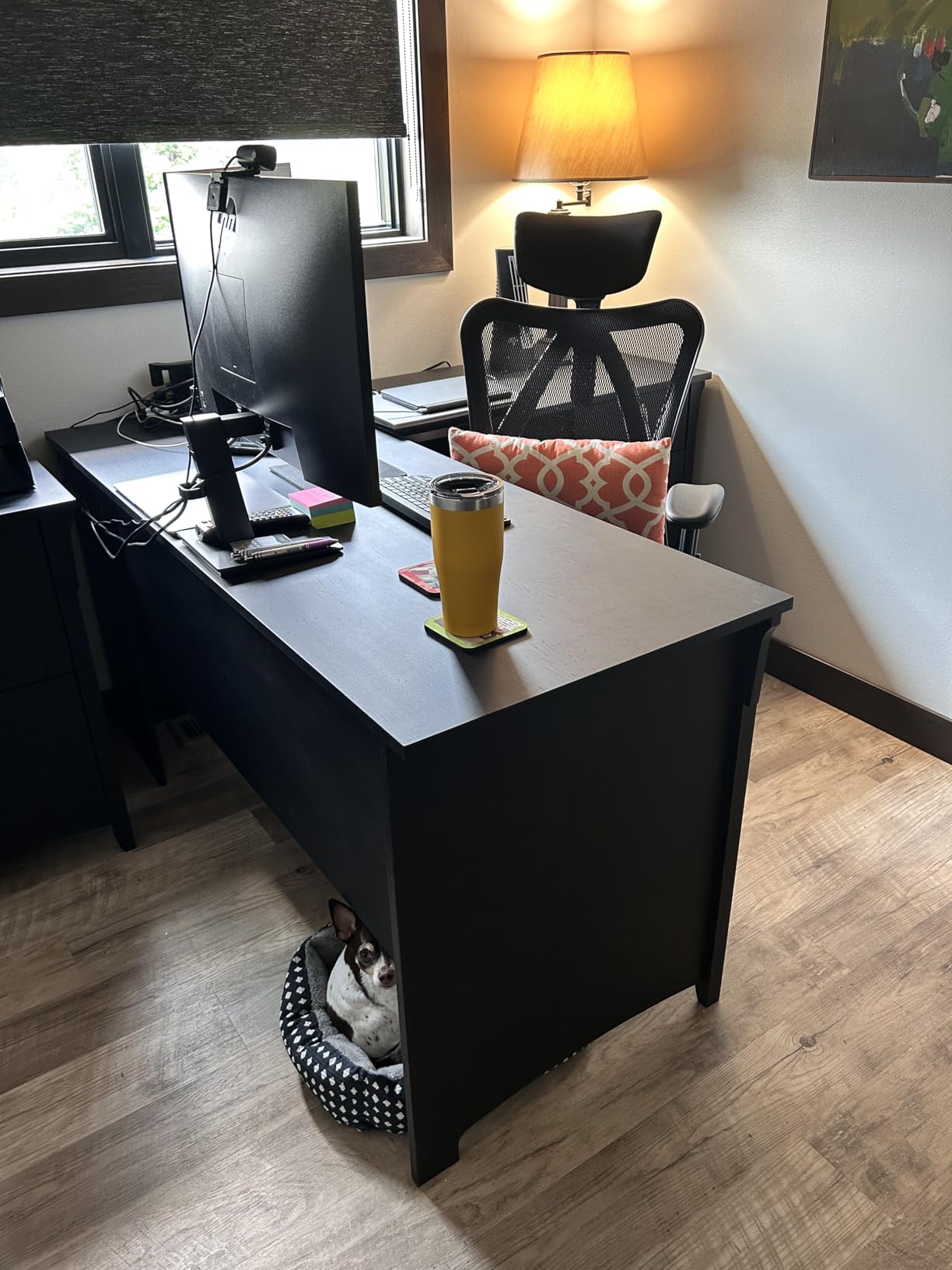Bush Home L Shaped Desk with Storage for Home Office, Modern Farmhouse Corner Table with Drawers and Cabinets, Salinas Collection, Vintage Black customer photo 1