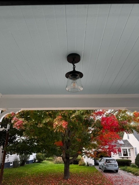 LOG BARN Outdoor Pendant Lights, Porch Fixture in Painted Black Metal with Clear Bubbled Glass Globe, Hanging Lantern Lamp for Gazebo, Entry, Yard customer photo 2