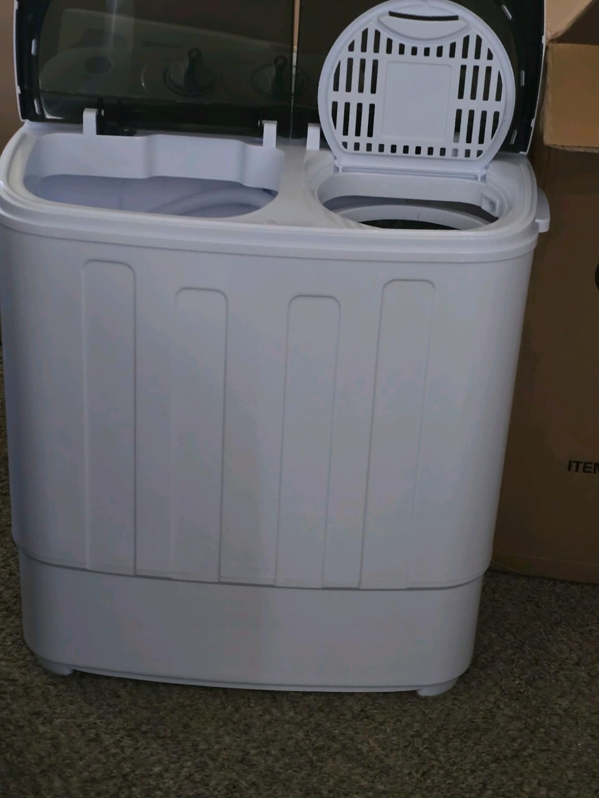 SUPER DEAL Compact Mini Twin Tub Washing Machine 13lbs Capacity Portable Washer Wash and Spin Cycle Combo, Built-in Gravity Drain for Camping, Apartments, Dorms, College, RV's and Small Spaces customer photo 1