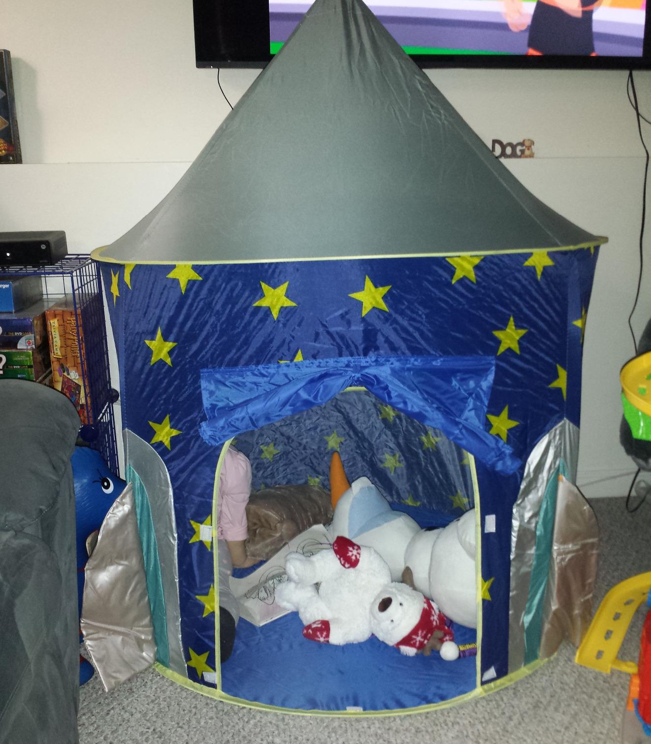 USA Toyz Happy Hut Teepee Tent for Kids - Indoor Pop Up Teepee Kids Playhouse Tents for Boys, Girls, Toddlers with Portable Storage Bag (Blue) customer photo 2