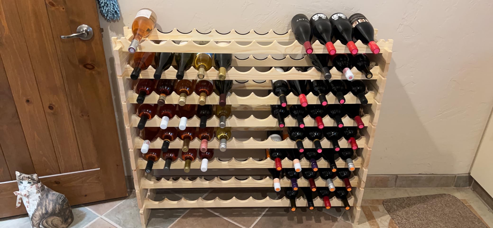 96 Bottles Stackable Modular Wine Rack, 8-Tier Wooden Wine Storage Rack Freestanding Wine Holder Display Shelves, Wobble-Free Shelves, Solid Wood customer photo 1
