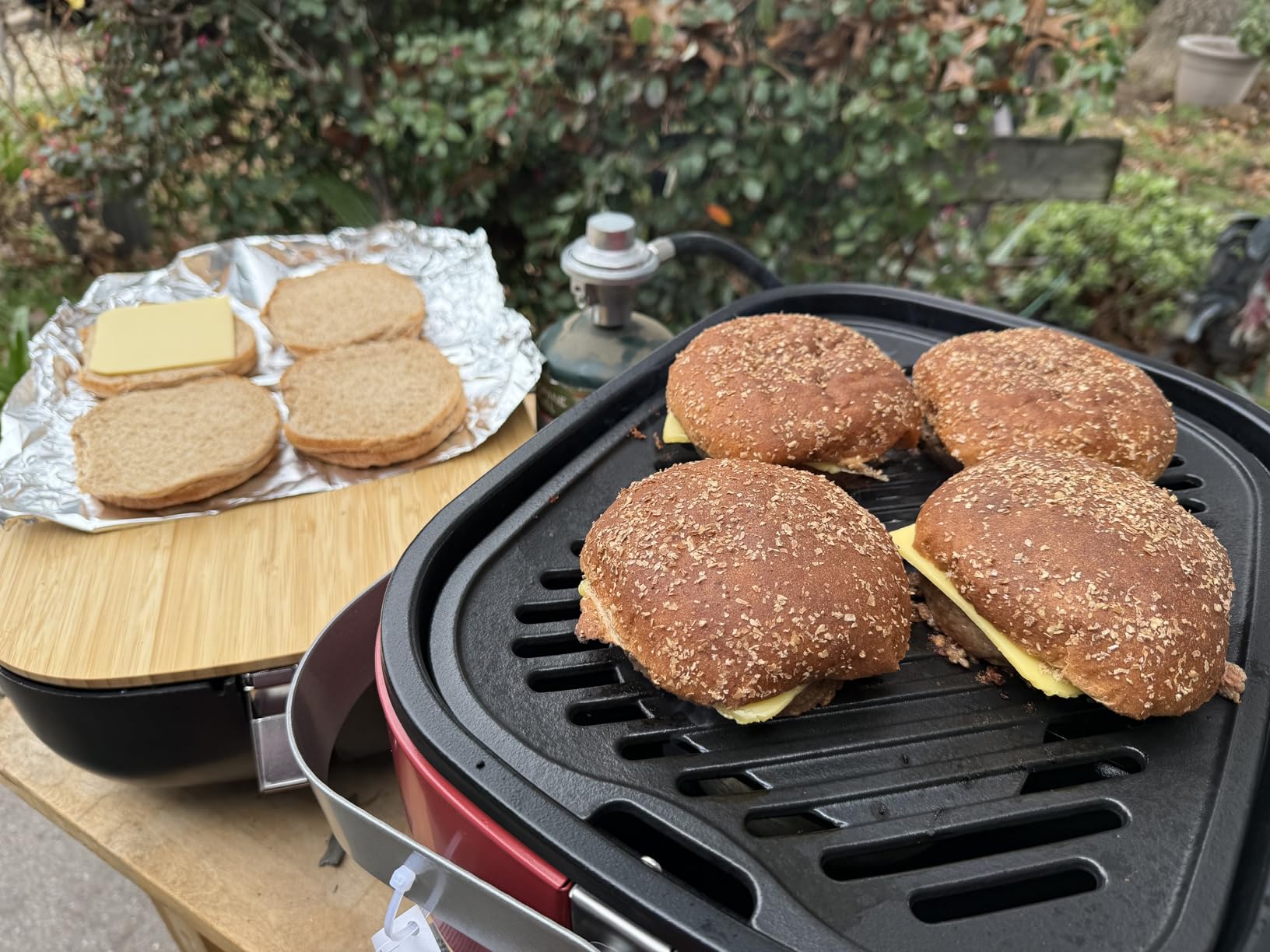 Cuisinart Venture Portable Gas Grill, Small Camping Grill with Cutting Board and Handle, Non Stick Porcelain Enameled Cast Iron Grate, 9,000 BTU Stainless Steel Burner for Camping, Tailgates, Beaches customer photo 2