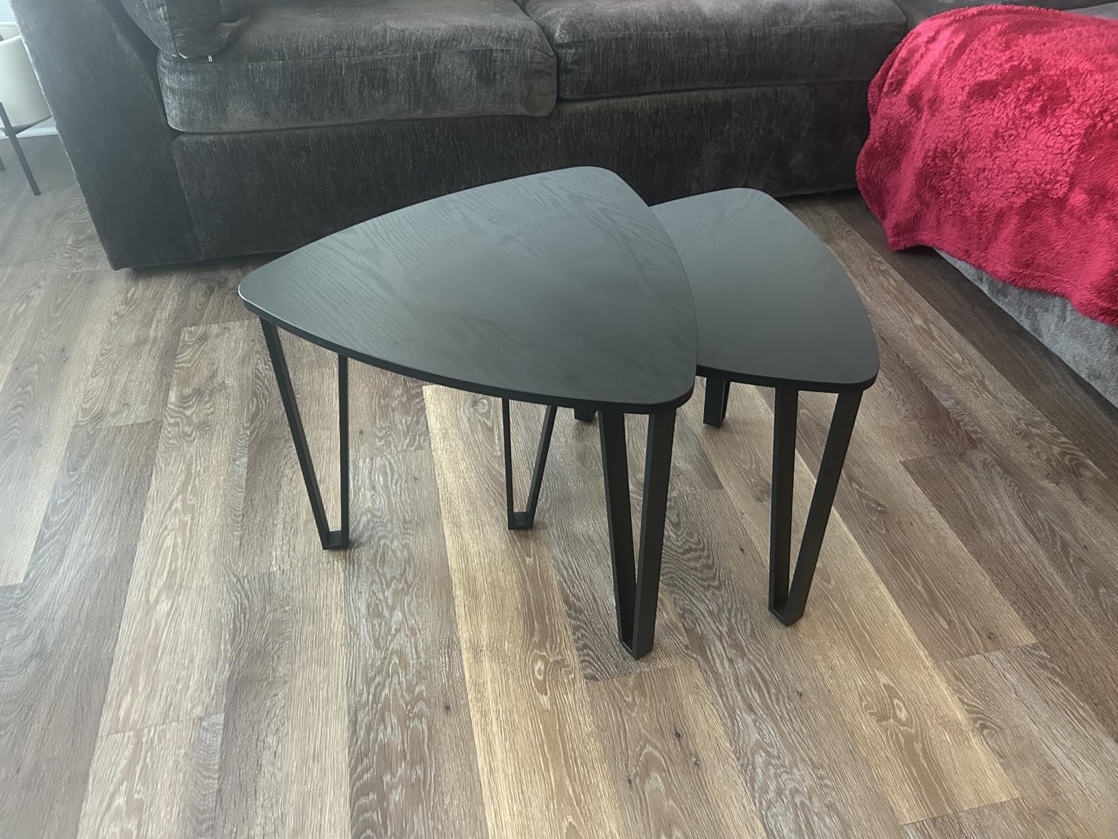 VASAGLE Industrial Nesting Coffee Table, Set of 3 End Tables for Living Room, Stacking Side Tables, Easy Assembly, Wood Look Accent Furniture with Metal Frame, Rustic Brown and Black customer photo 1