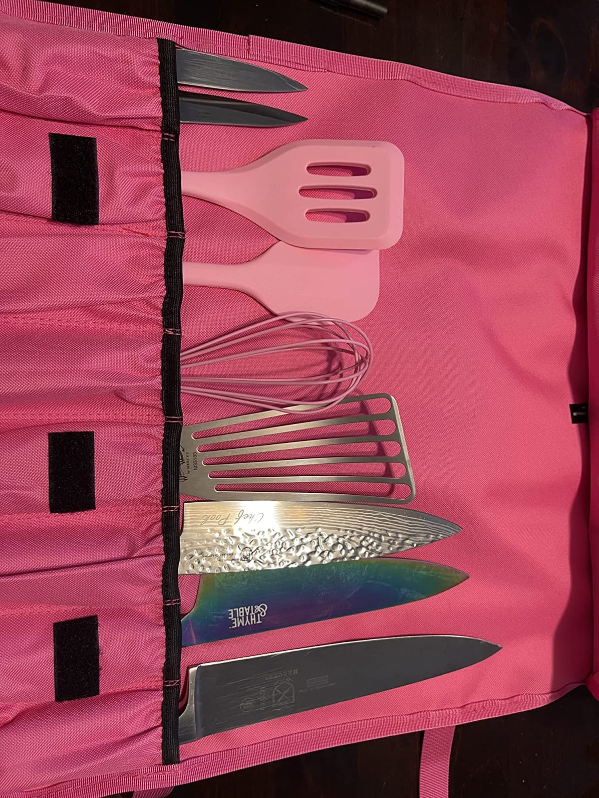 Mercer Culinary 7-Pocket Knife Roll Storage Bag, Pink customer photo 2
