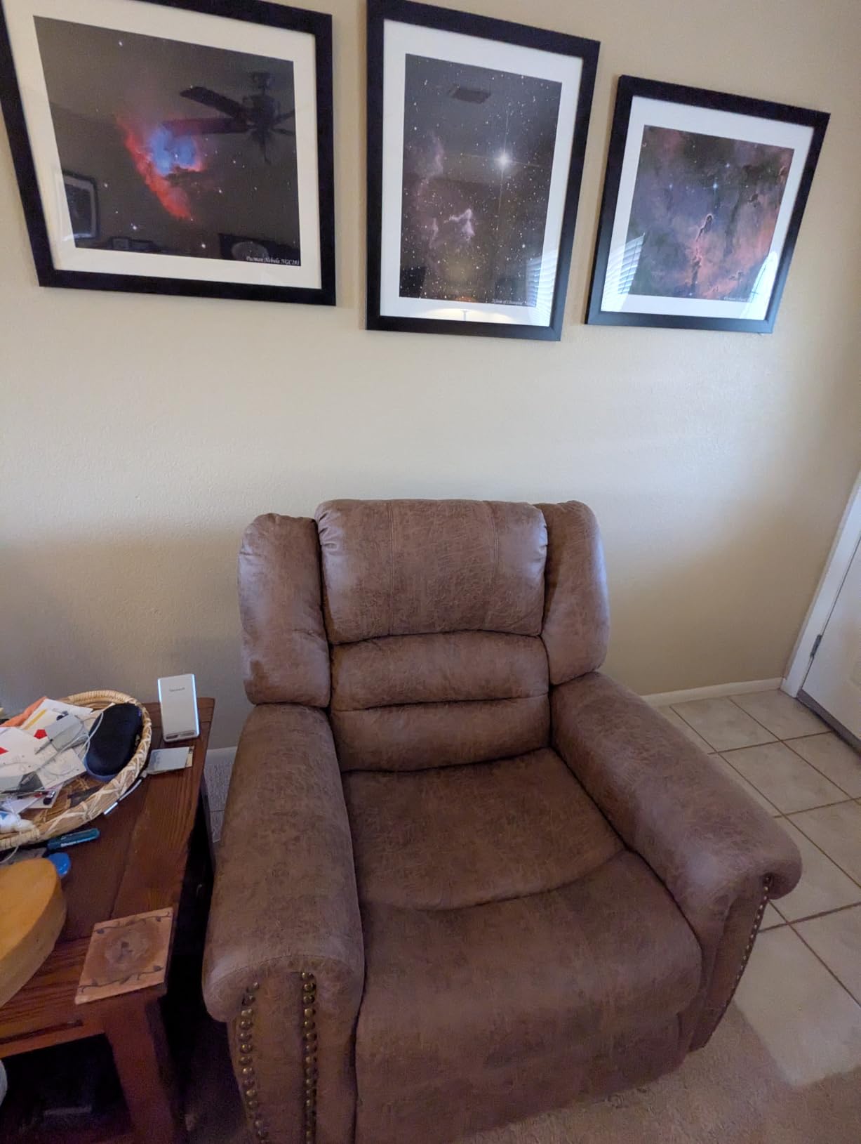 CANMOV Leather Recliner Chair, Classic and Traditional Manual Recliner Chair with Comfortable Arms and Back Single Sofa for Living Room, Brown customer photo 2