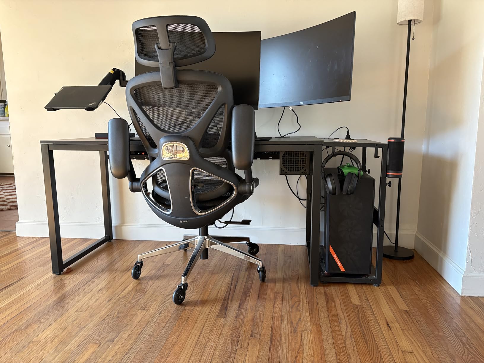 VIVO 17 to 32 inch Dual Mechanical Monitor Mount, 2 Tension Spring Arms, Adjustable Swivel, Rotation, Heavy Duty VESA Desk Stand with C-clamp, Grommet, Max VESA 100x100, Black, STAND-V002K customer photo 1