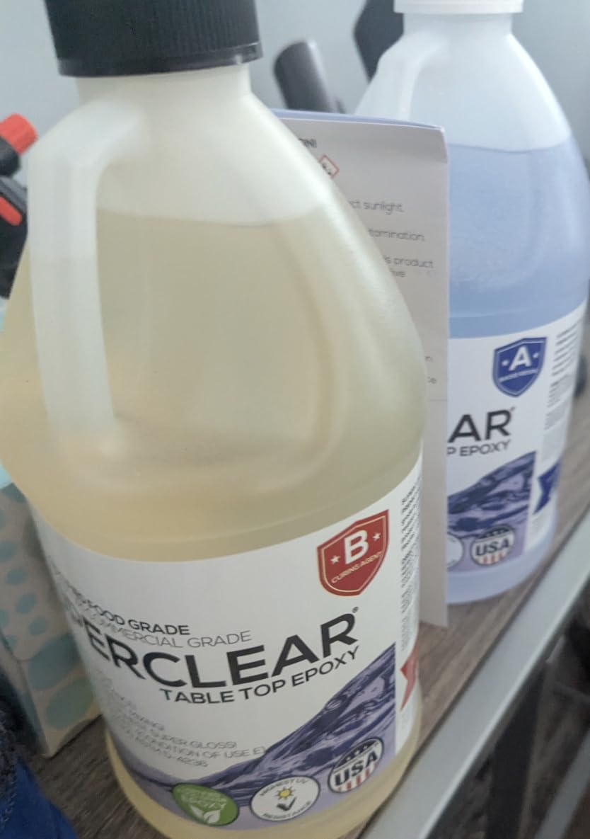 Superclear Table Top Epoxy Resin 1 Gallon Kit, Crystal Clear 1:1 Coating | Self-leveling coating for bar tops, countertops, tumblers & wood. Anti-yellowing, UV resistant, food-safe, Made in USA customer photo 2
