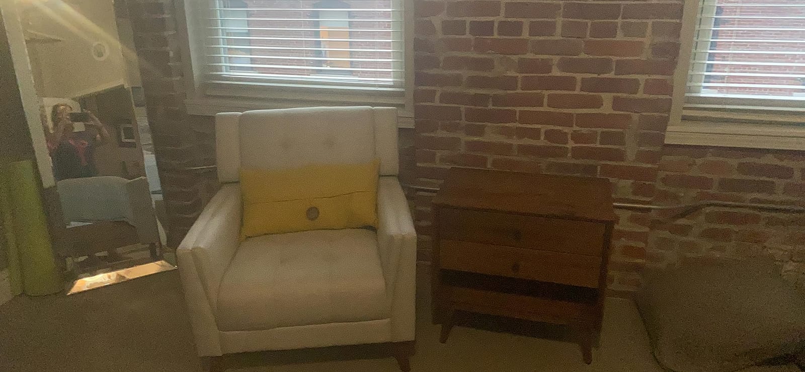 Christopher Knight Home Evelyn Mid Century Modern Fabric Arm Chair, Beige & Walnut customer photo 2