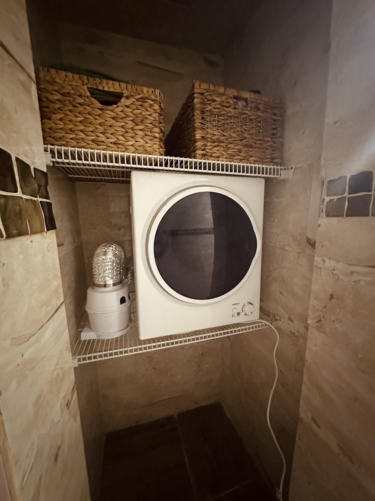Compact Laundry Dryer, 110V Electric Portable Clothes Dryer with Stainless Steel Tub, Control Panel Downside Easy Control for 4 Automatic Drying Mode, White customer photo 1