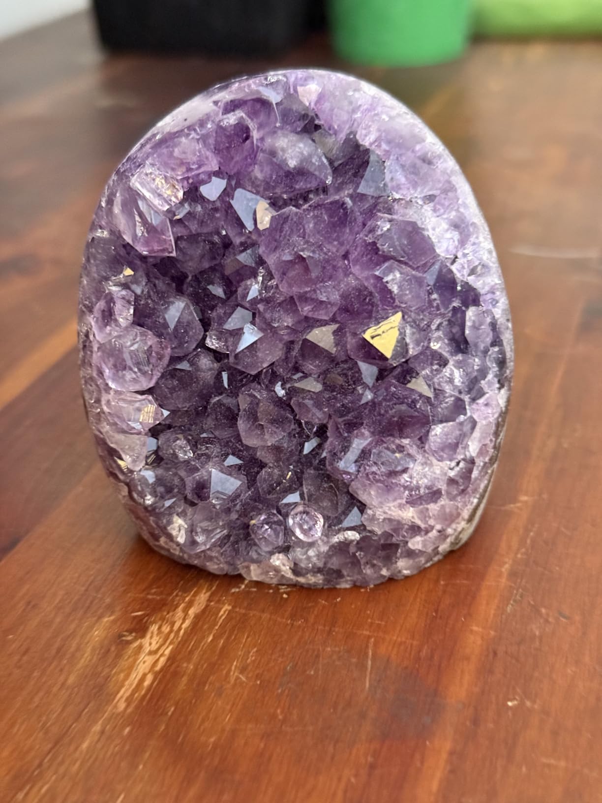 Premium Amethyst Geode Stone Large Crystal Cluster [2 to 2.5 lb.] - Each Piece is Unique & Natural - Real Raw Healing Crystal Rock from Uruguay - Deep Purple Decoration - FREE Selenite Wand customer photo 1