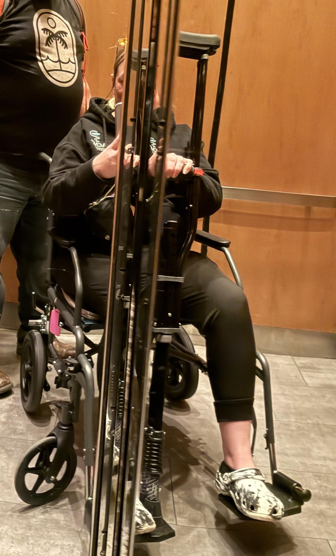 Medline Durable Folding Steel Transport Wheelchair with 12-Inch Wheels, 19-Inch Seat Width, Gray Frame, Microban, Teal Upholstery customer photo 1