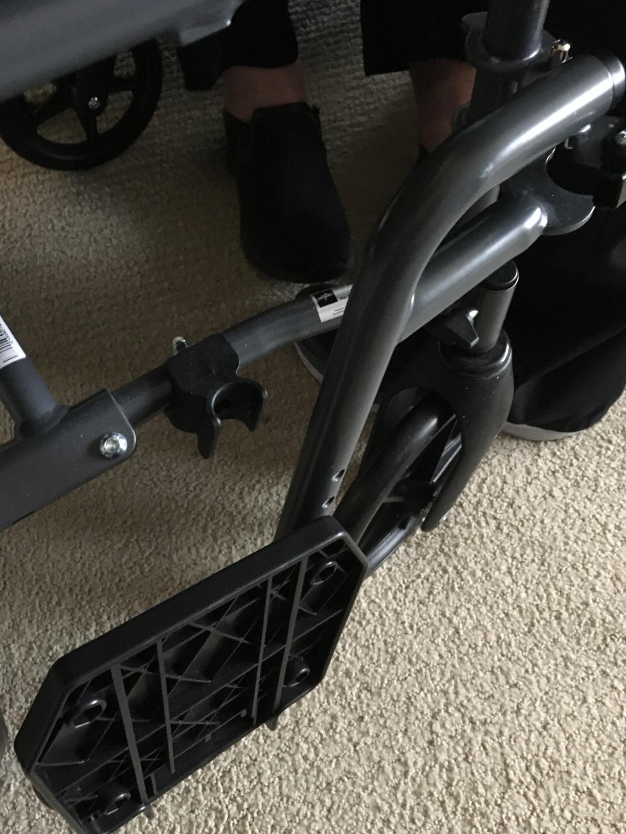 Medline Durable Folding Steel Transport Wheelchair with 12-Inch Wheels, 19-Inch Seat Width, Gray Frame, Microban, Teal Upholstery customer photo 2