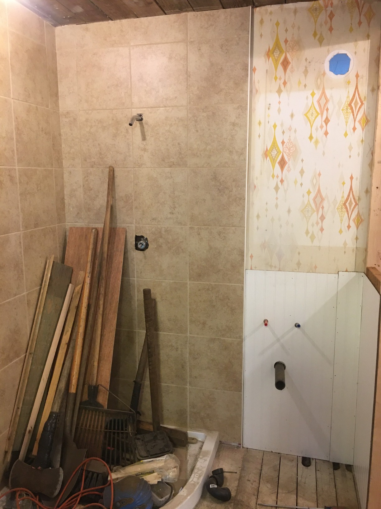 DreamLine Prime 33 in. x 74 3/4 in. Semi-Frameless Frosted Glass Sliding Shower Enclosure in Brushed Nickel with White Base Kit, DL-6701-04FR customer photo 1