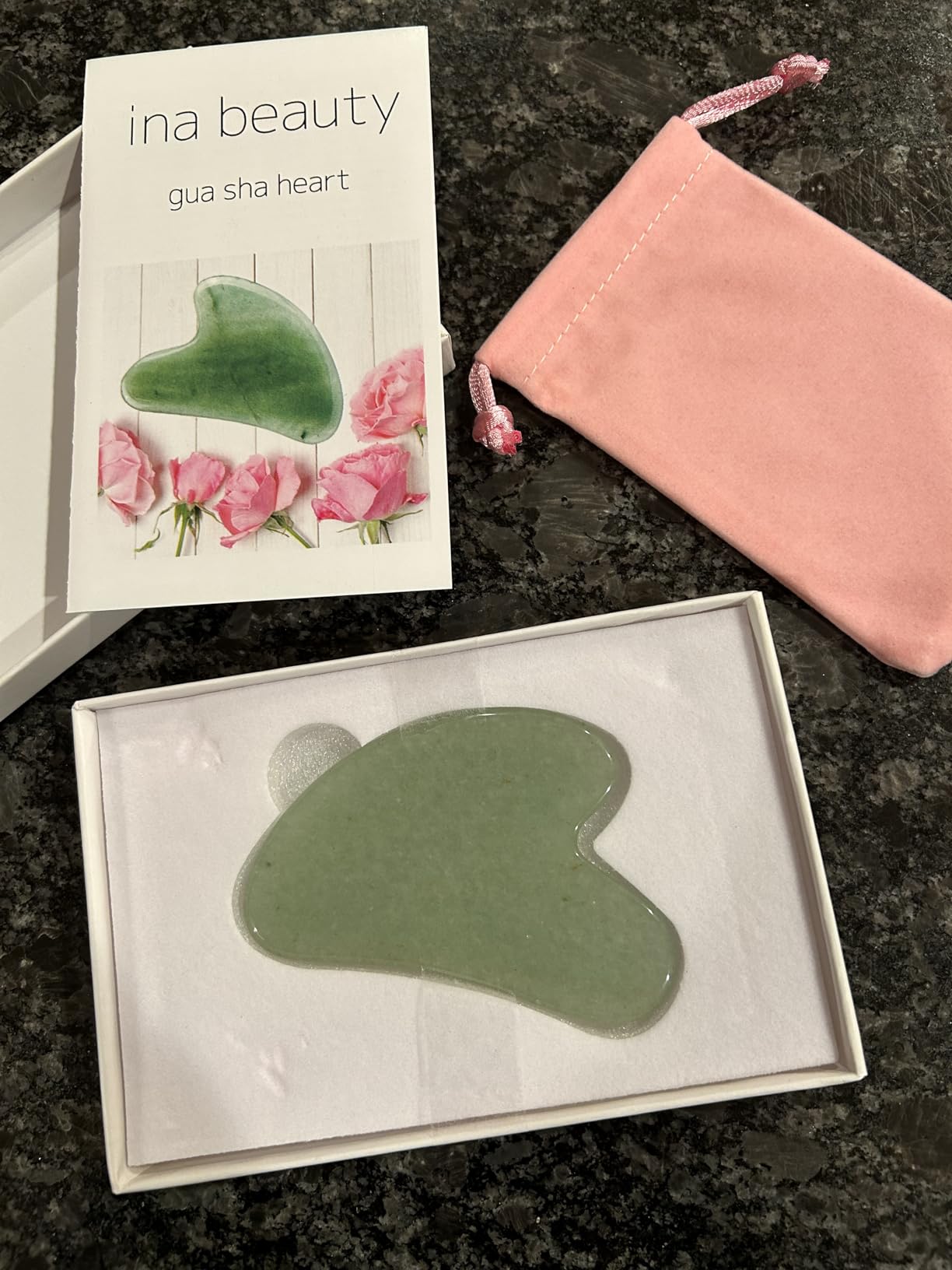 Large Gua Sha Heart Natural Jade Stone for Face to Lift, Decrease Puffiness and Tighten customer photo 2