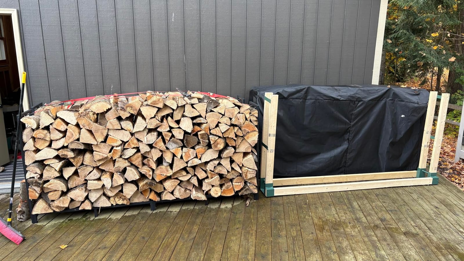MOFEEZ Outdoor Firewood Log Storage Rack Bracket Kit, Fireplace Wood Storage Holder - Adjustable to Any Length customer photo 1