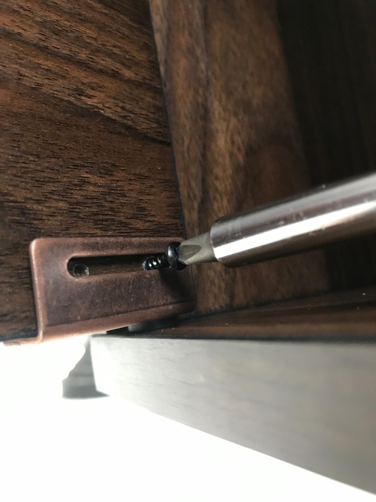 Walker Edison Saxon Mid Century Modern 2 Door Glass Shelf TV Stand for TVs up to 80 Inches, 70 Inch, Dark Walnut customer photo 1