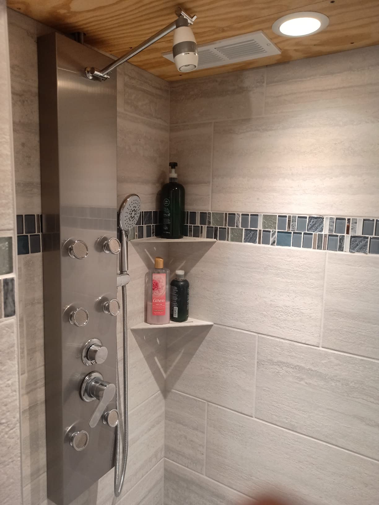 ROVOGO Shower Panel Tower System With Adjustable Shower Head, Brushed | 6 Body Jets, Self-Cleaning Rain Shower and Handheld, Brass Shower Arm and Valves, Stainless Steel Shower Column, 47-1/4 Inch customer photo 1