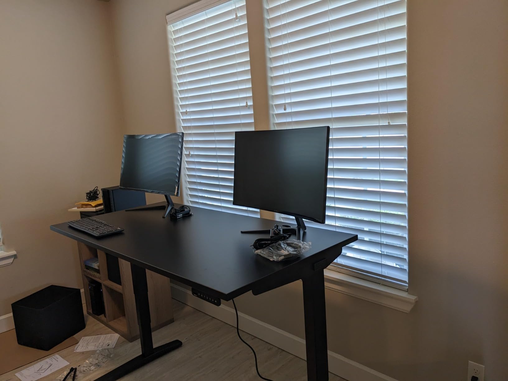 UPLIFT DESK V3 2-Leg Walnut Laminate Wood Standing Desk - Adjustable Height, Advanced 1-Touch Memory Keypad, Under Desk Cable Management, Wire Grommets & Rocker Board (Black C-Frame, 60 x 30 inch) customer photo 2
