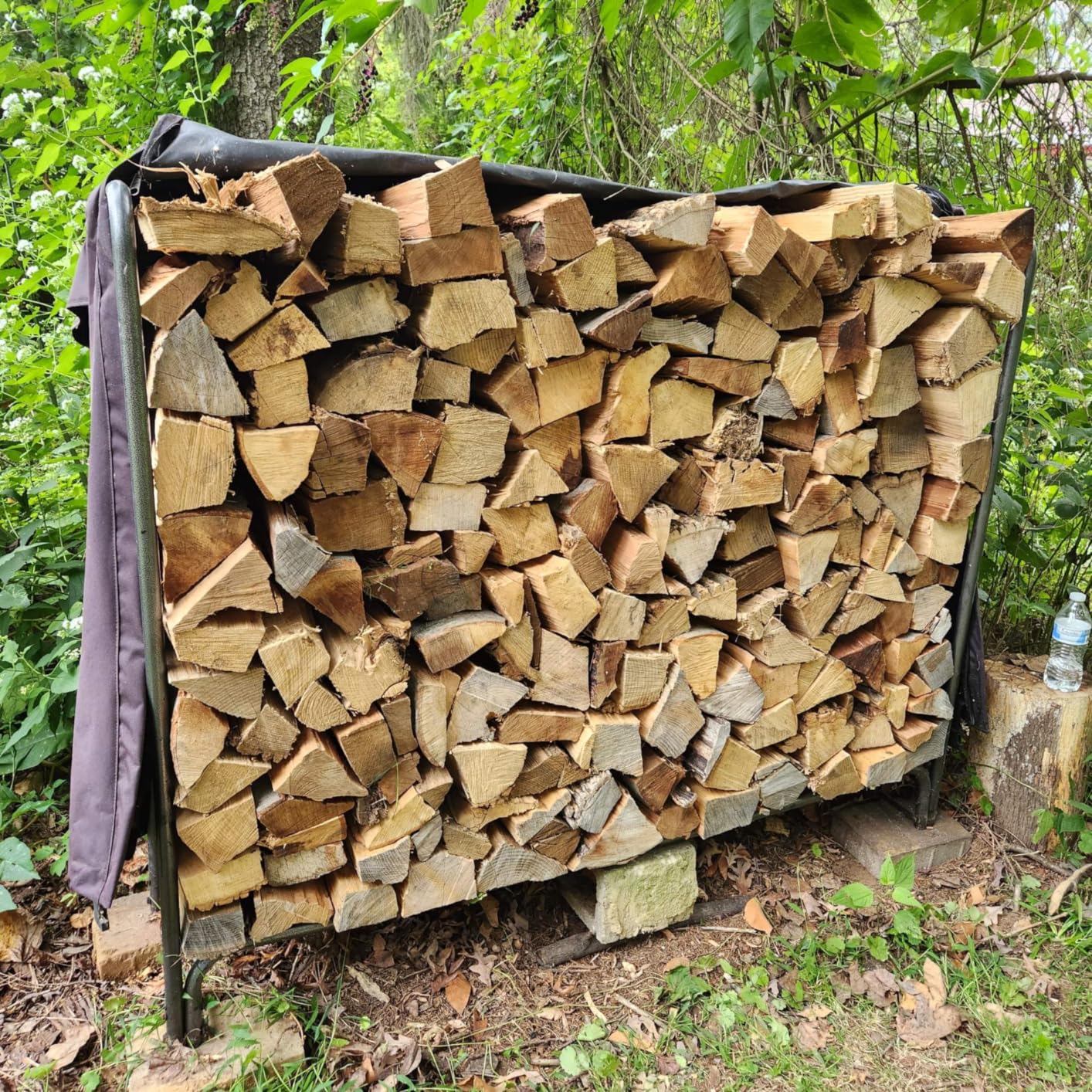 VIVOHOME 4 ft Heavy Duty Firewood Rack Outdoor with Cover - Fire Wood Storage Rack, Log Holder and Cover Combo Set with Zipper, Black customer photo 1