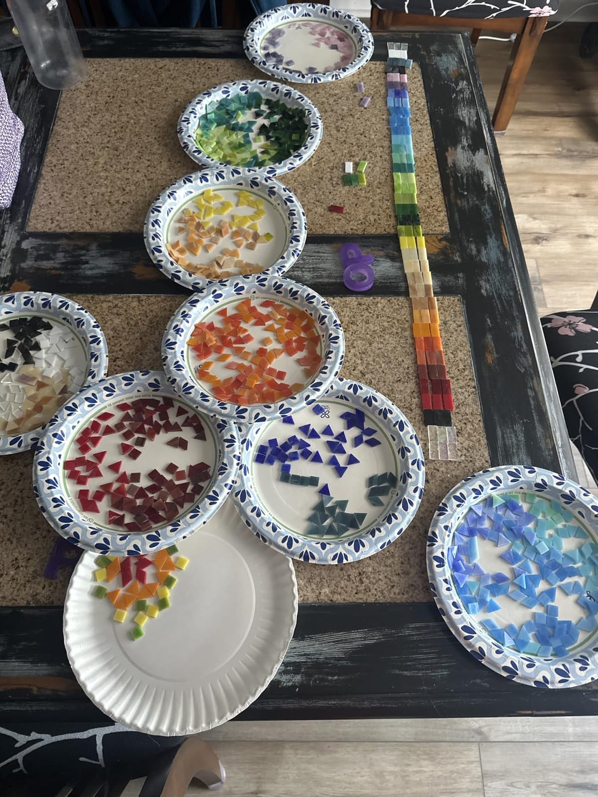 Lanyani 1050 Pieces Mixed Shapes Glass Mosaic Tiles for Crafts, Colorful Stained Glass Pieces for Mosaic Projects customer photo 1