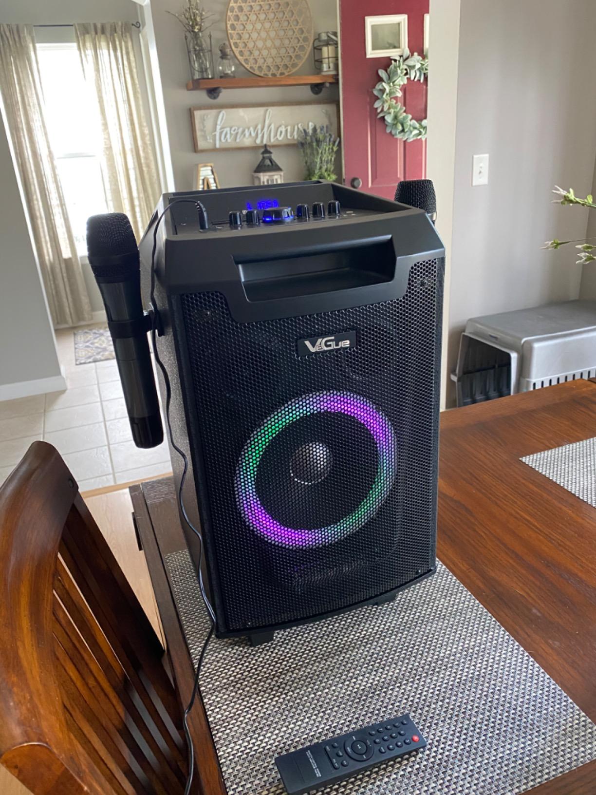 VeGue Karaoke Machine, Bluetooth Speaker PA System for Adults & Kids with 2 Wireless Microphones, 8'' Subwoofer, Wireless Singing Machine for Christmas Party, Wedding, Gathering (VS-0866) customer photo 1