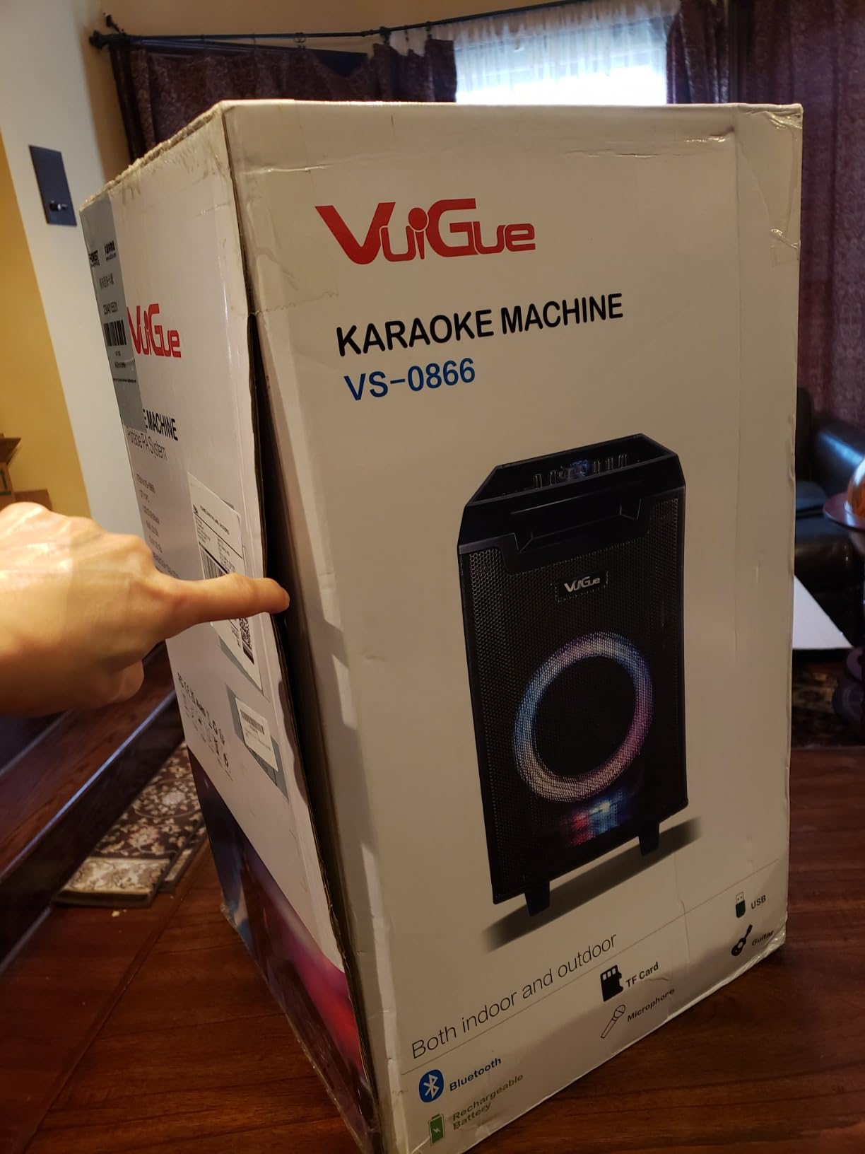 VeGue Karaoke Machine, Bluetooth Speaker PA System for Adults & Kids with 2 Wireless Microphones, 8'' Subwoofer, Wireless Singing Machine for Christmas Party, Wedding, Gathering (VS-0866) customer photo 2
