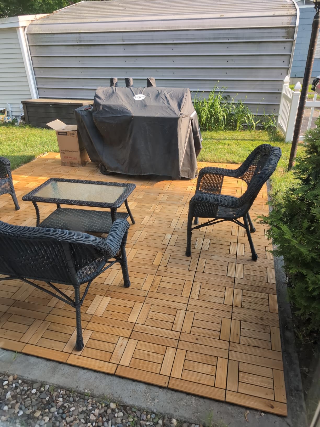 Yaheetech 27PCS Patio Floor Tiles Outdoor Interlocking Deck 12 x 12in, Brown | Outdoor Floor Tiles for Patio Flooring, Balconies, Waterproof Decking, All-Weather Interlocking Tiles and Wedding Dance Floor customer photo 1