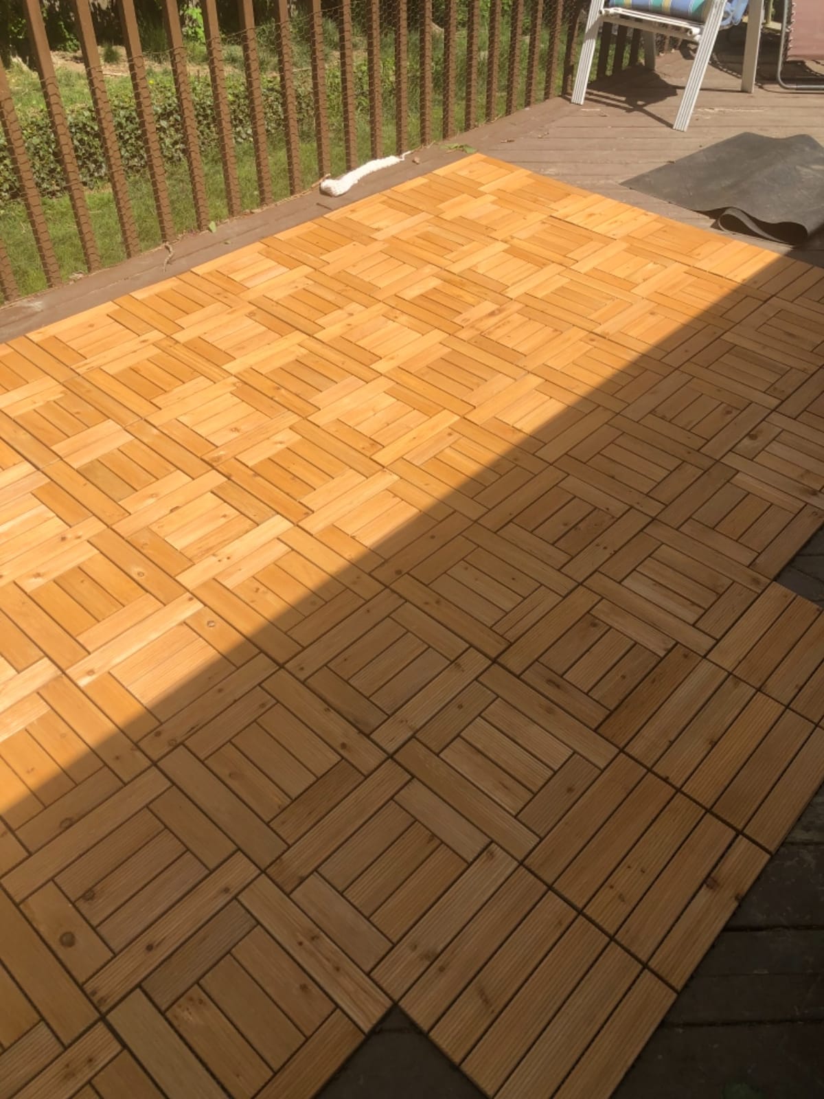 Yaheetech 27PCS Patio Floor Tiles Outdoor Interlocking Deck 12 x 12in, Brown | Outdoor Floor Tiles for Patio Flooring, Balconies, Waterproof Decking, All-Weather Interlocking Tiles and Wedding Dance Floor customer photo 2