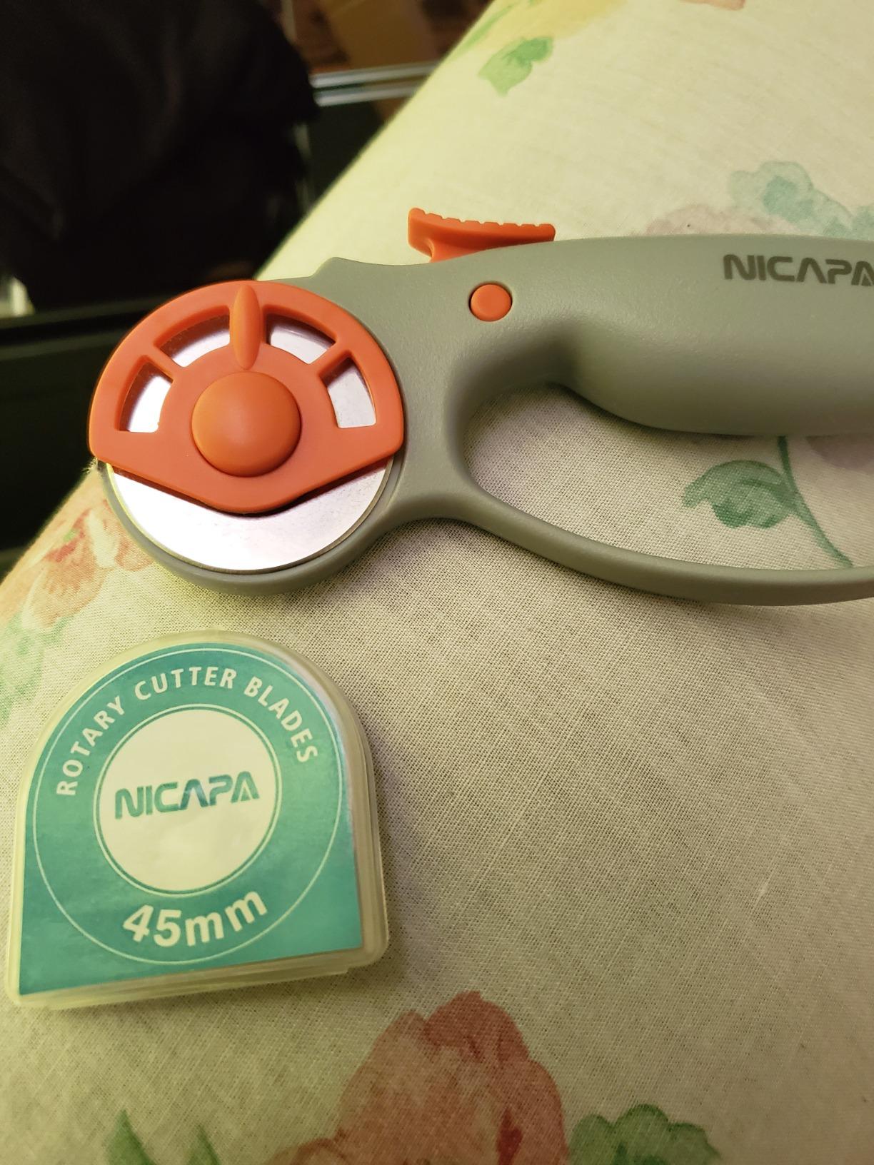 NICAPA 45mm Rotary Cutter for Fabric with Safety Lock Ergonomic Classic Comfort Loop Rotary Cutter for Crafting Sewing Quilting customer photo 1