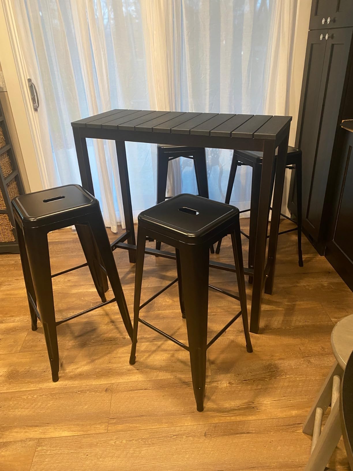 Yaheetech 30 Inch Metal Bar Stools Set of 4, Stackable Barstools, Black | Bar Height Stools with Footrests & Non-Slip Footpads, 331 lb Capacity for Kitchen/Dining Room/Bar/Patio, Indoor & Outdoor customer photo 2