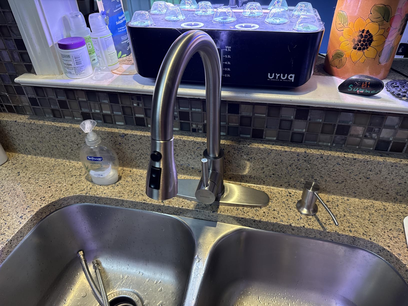 WEWE Vintage Kitchen Faucet with Pull Down Sprayer, Stainless Steel 1 or 3 Hole High Arc Single Handle Antique Sink Faucet for Classic Modern Kitchen, Brushed Nickel Bar & Prep Sinks customer photo 1