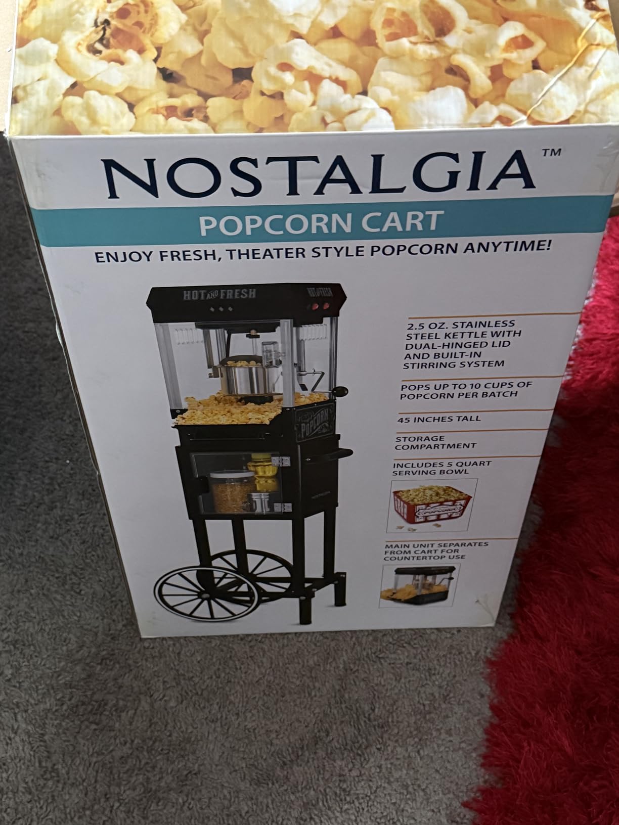 Nostalgia Popcorn Maker Machine - Professional Tabletop With 2.5 Oz Kettle Makes Up to 10 Cups - Vintage Popcorn Machine Movie Theater Style - Black customer photo 2