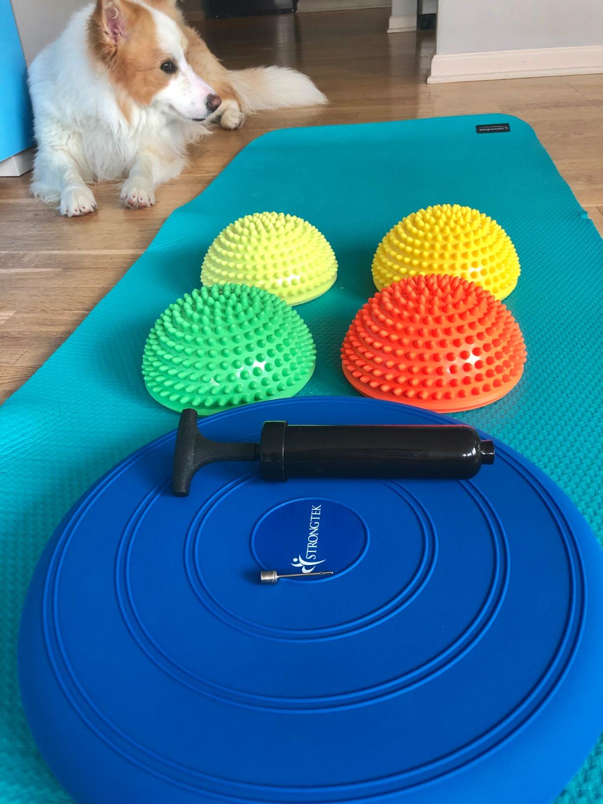 StrongTek Balance Pod Kit, 4 Hedgehog Pods, Wobble Cushion, Air Pump | Adjustable Firmness, Textured Foot Massage, Agility and Coordination Training, Core Stability and Physical Therapy customer photo 2